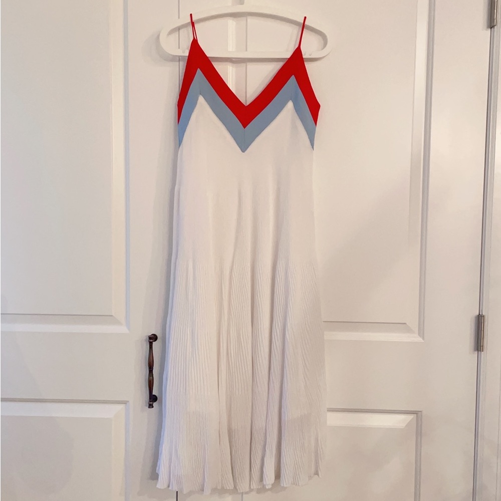 Sandro white V neck knitted dress-S